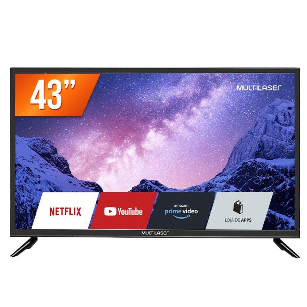 Smart TV 43" Full HD Multilaser TL024 Wi-Fi 3 HDMI 2 USB Bivolt Preto