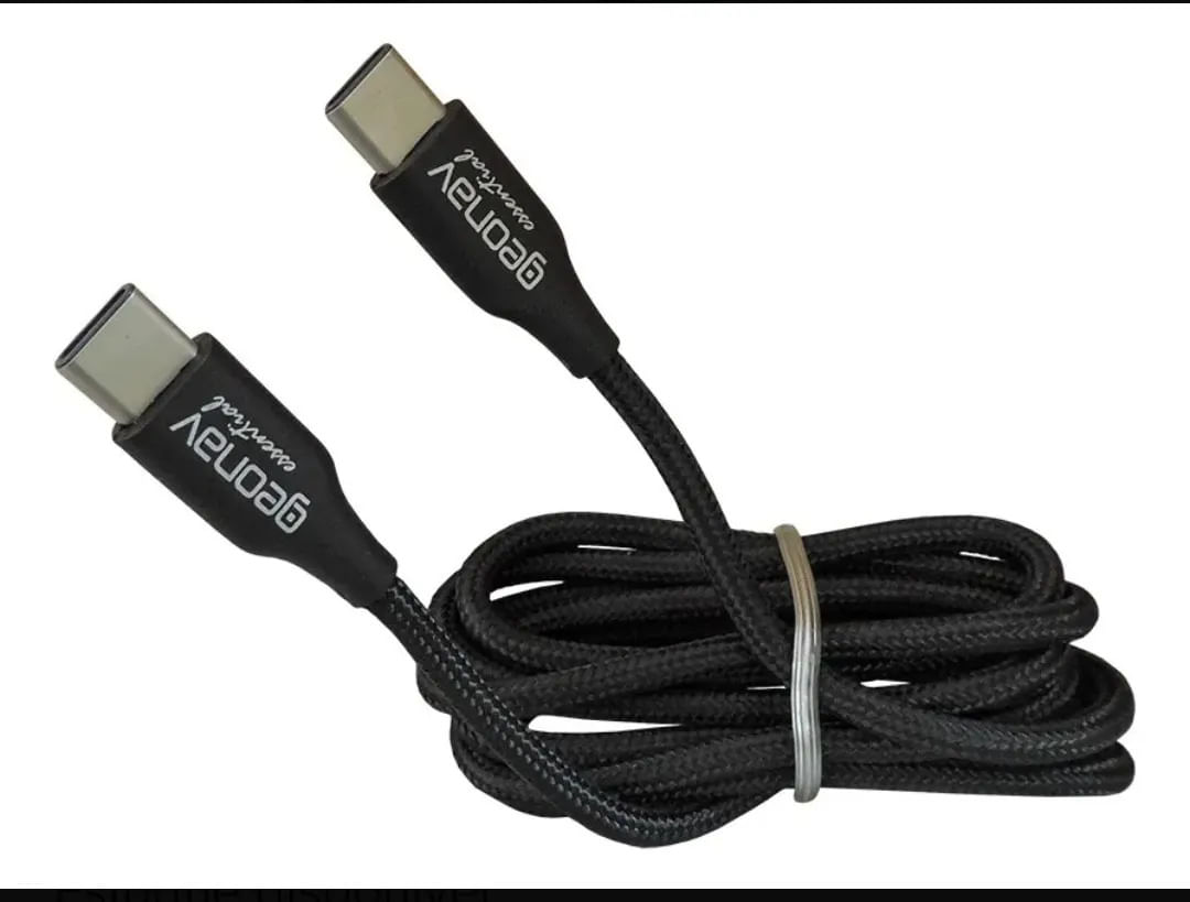 Cabo USB-C para USB-C Geonav Essential ESC06 Nylon Preto - Imagem 3
