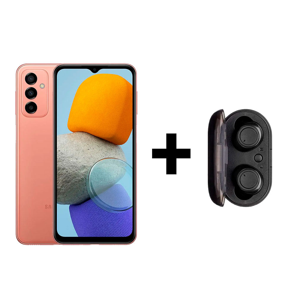 Kit Smartphone Samsung Galaxy M23 5G, 128GB, 6GB RAM, Tela de 6,6" 120Hz Cobre + Fone de Ouvido Multilaser Bluetooth TWS PH300 Wireless Preto Menor preço em Kit Smartphone Samsung Galaxy M23 5G, 128GB, 6GB RAM, Tela de 6,6" 120Hz Cobre + Fone de Ouvido Multilaser Bluetooth TWS PH300 Wireless Preto