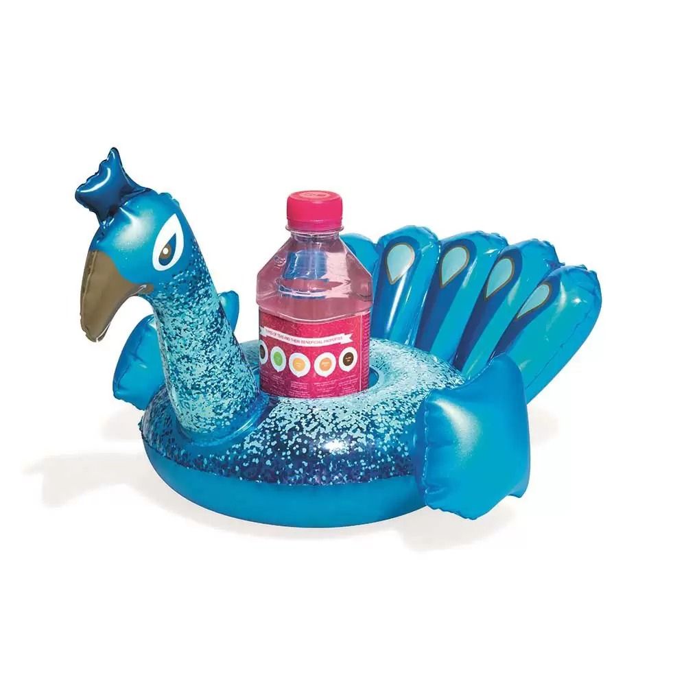 Porta Copo Inflável Bestway Fashion Animais Pavão Azul - Imagem 5