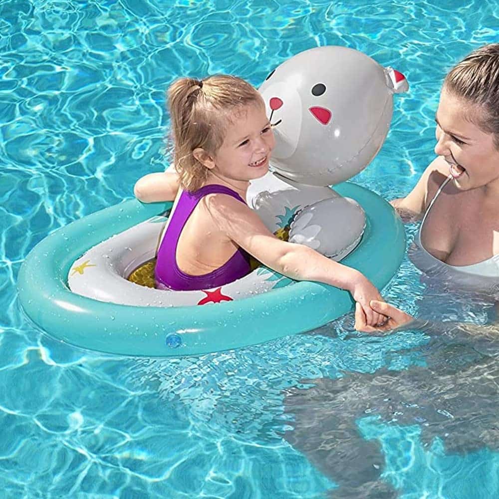 Boia Infantil Bestway de 1 a 3 Anos Formato de Urso Branco e Azul - Imagem 4