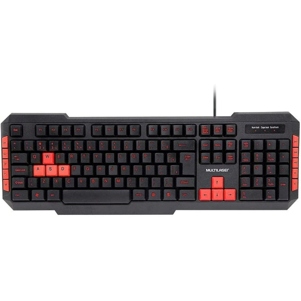 Teclado Gamer Multilaser TC160 com Hotkeys Preto e Vermelho