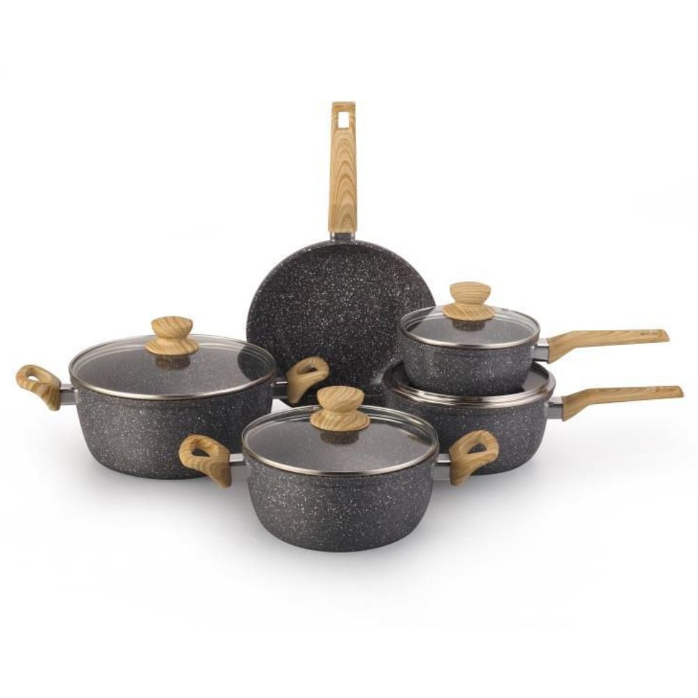 Outlet - Jogo de Panela Oster 5 Peças Marble Edition Preta