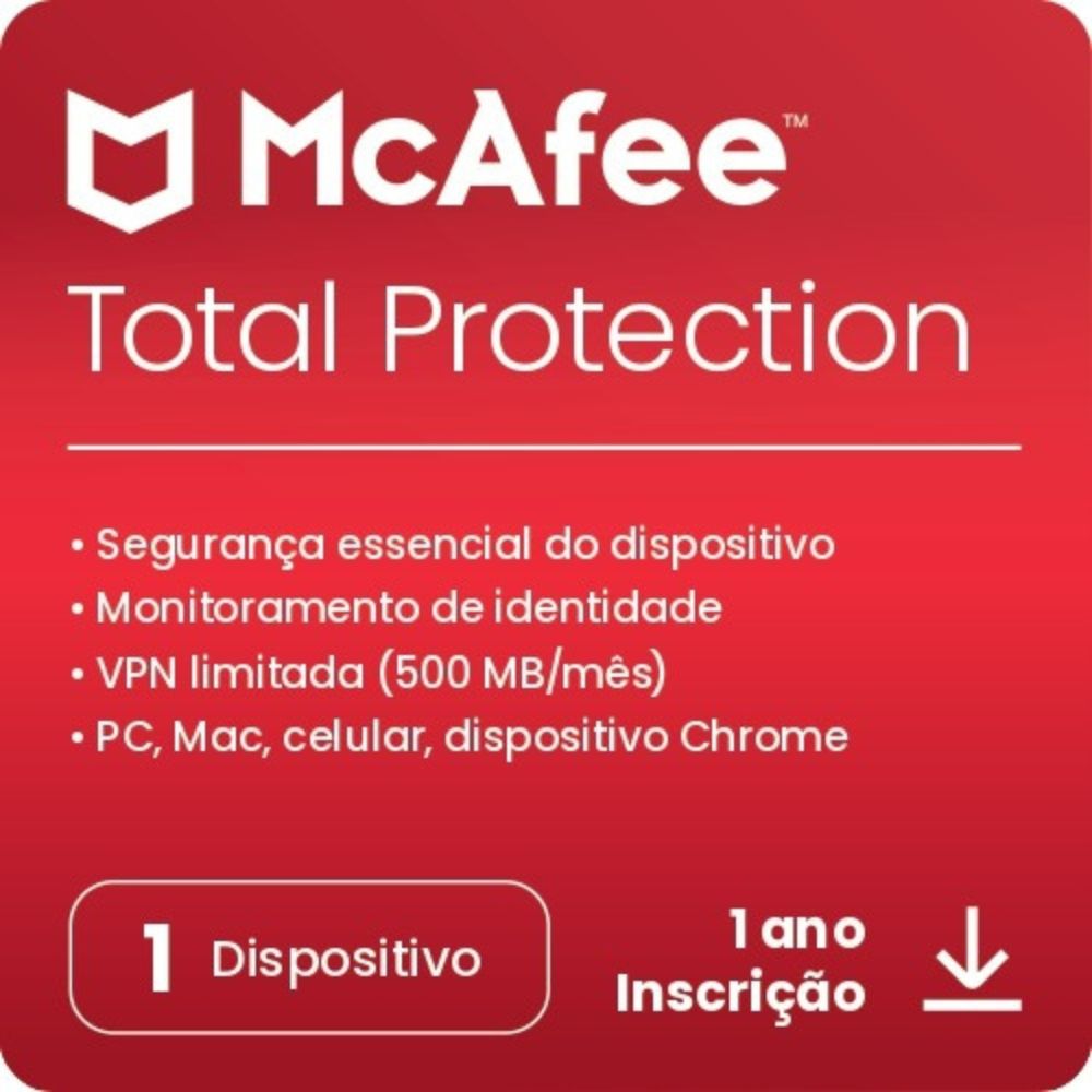 Gift Card Digital McAfee Total Protection 1 Dispositivo R$49,90