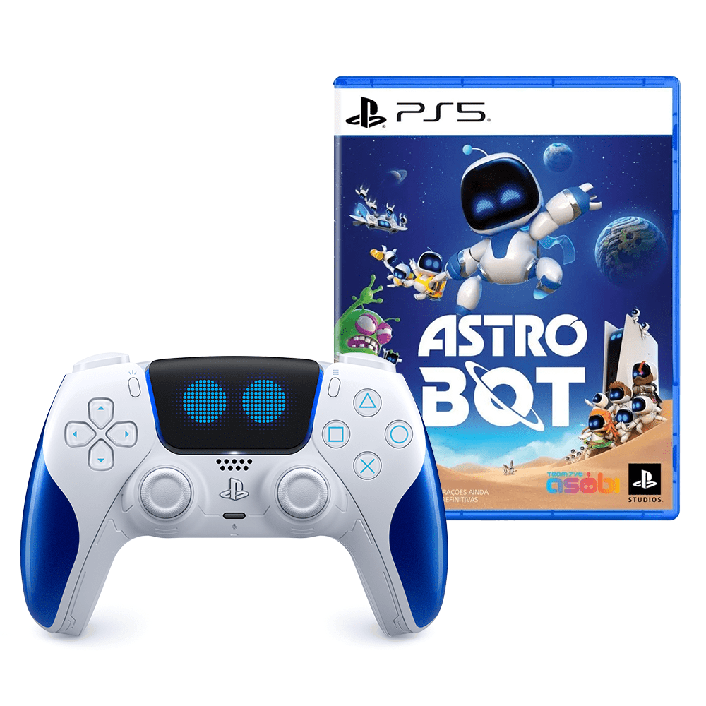 Kit Controle PS5 sem fio DualSense Astro Bot + Jogo Astro Bot