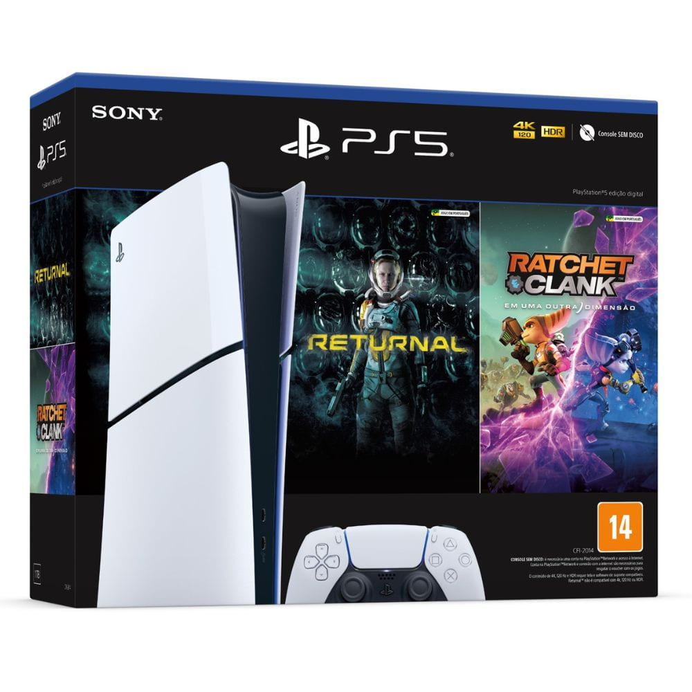 Kit PS5 Slim Digital 1TB c/Returnal + Ratchet & Clank + Headset Pulse 3D Midnight Black Sony - Imagem 6