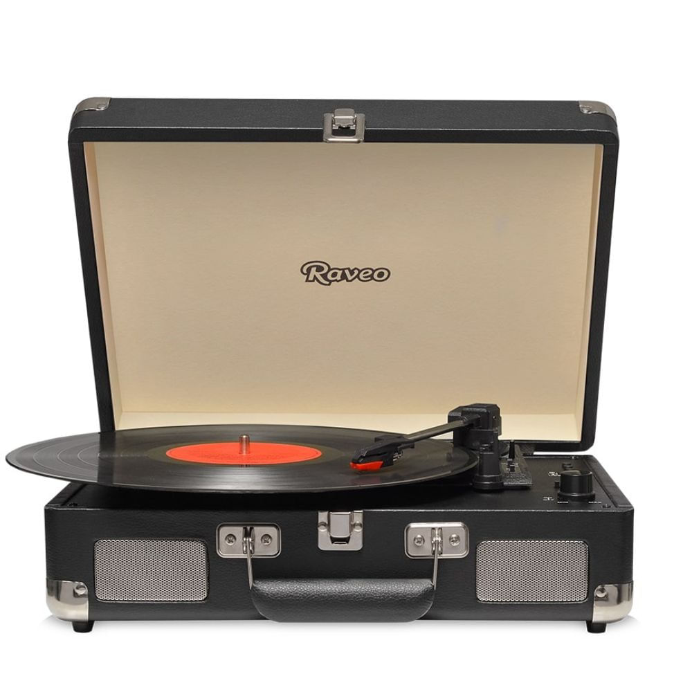 Outlet - Vitrola Retrô Raveo Sonetto Chrome Black com Toca Discos Bivolt