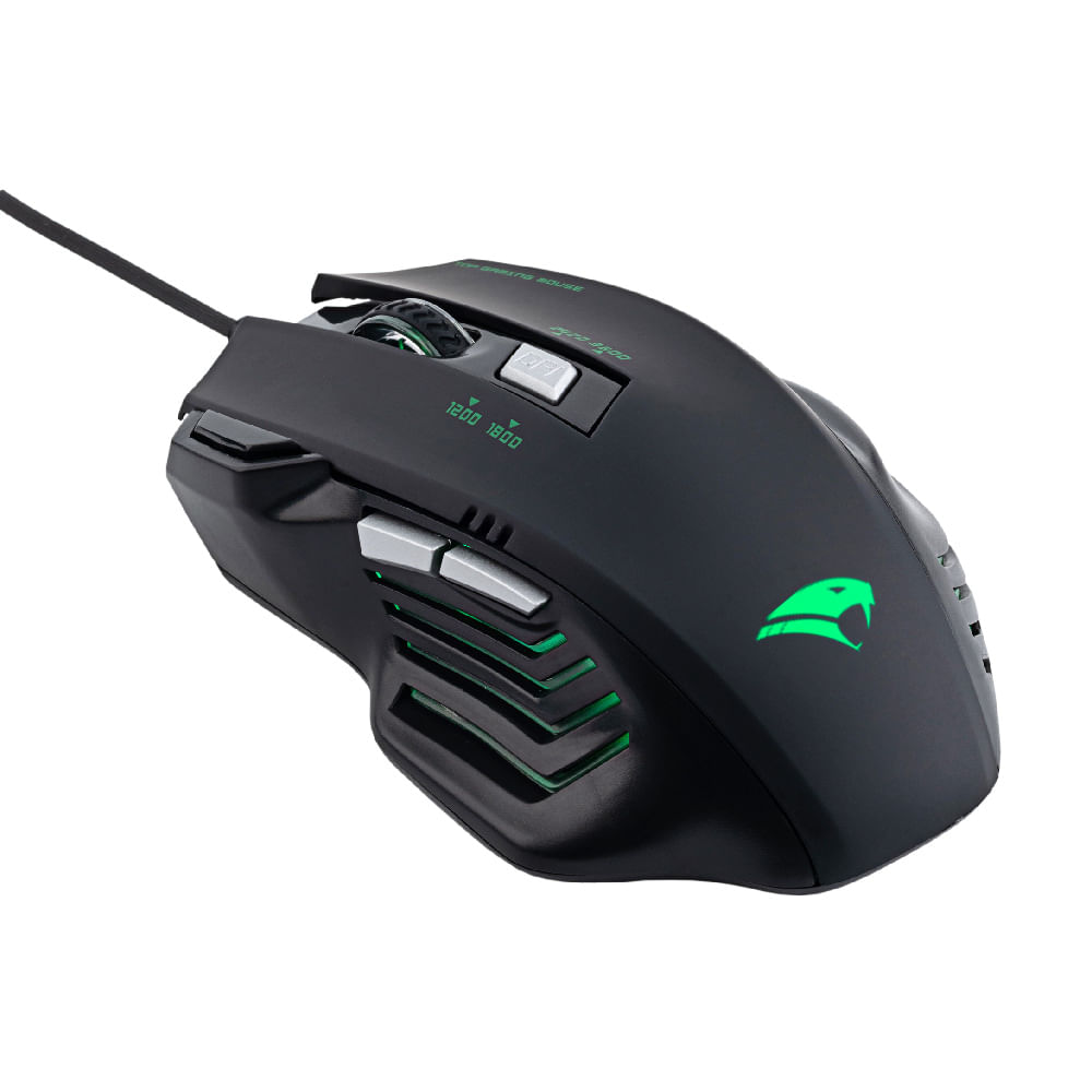Mouse Gamer Viper Pro Phyton 3600 DPI s USB Preto e Verde - Imagem 5