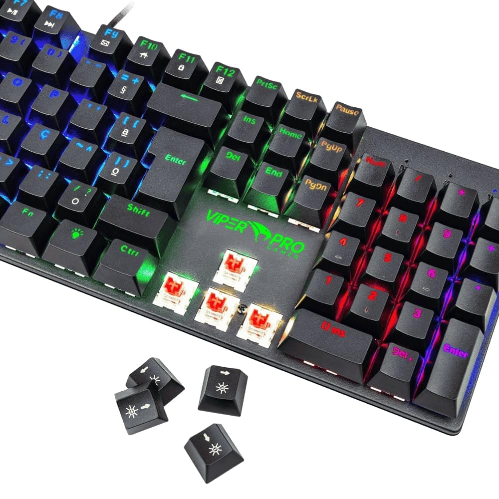 Teclado Gamer Viper Pro Mecânico Red Switch Mamba RGB ABNT2 Preto - Imagem 3