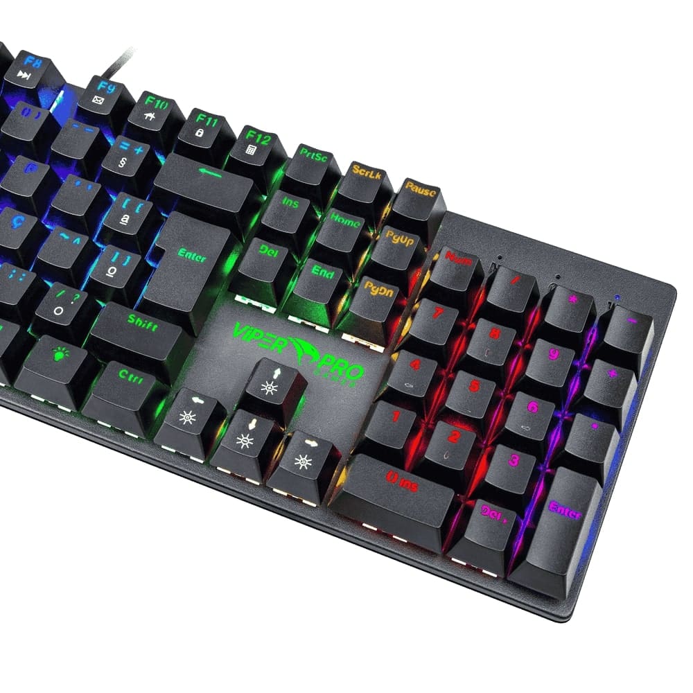 Teclado Gamer Viper Pro Mecânico Red Switch Mamba RGB ABNT2 Preto - Imagem 4