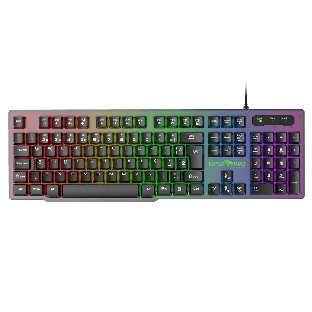 Teclado Gamer Viper Pro Semi Mecânico Naja RGB ABNT2 Preto