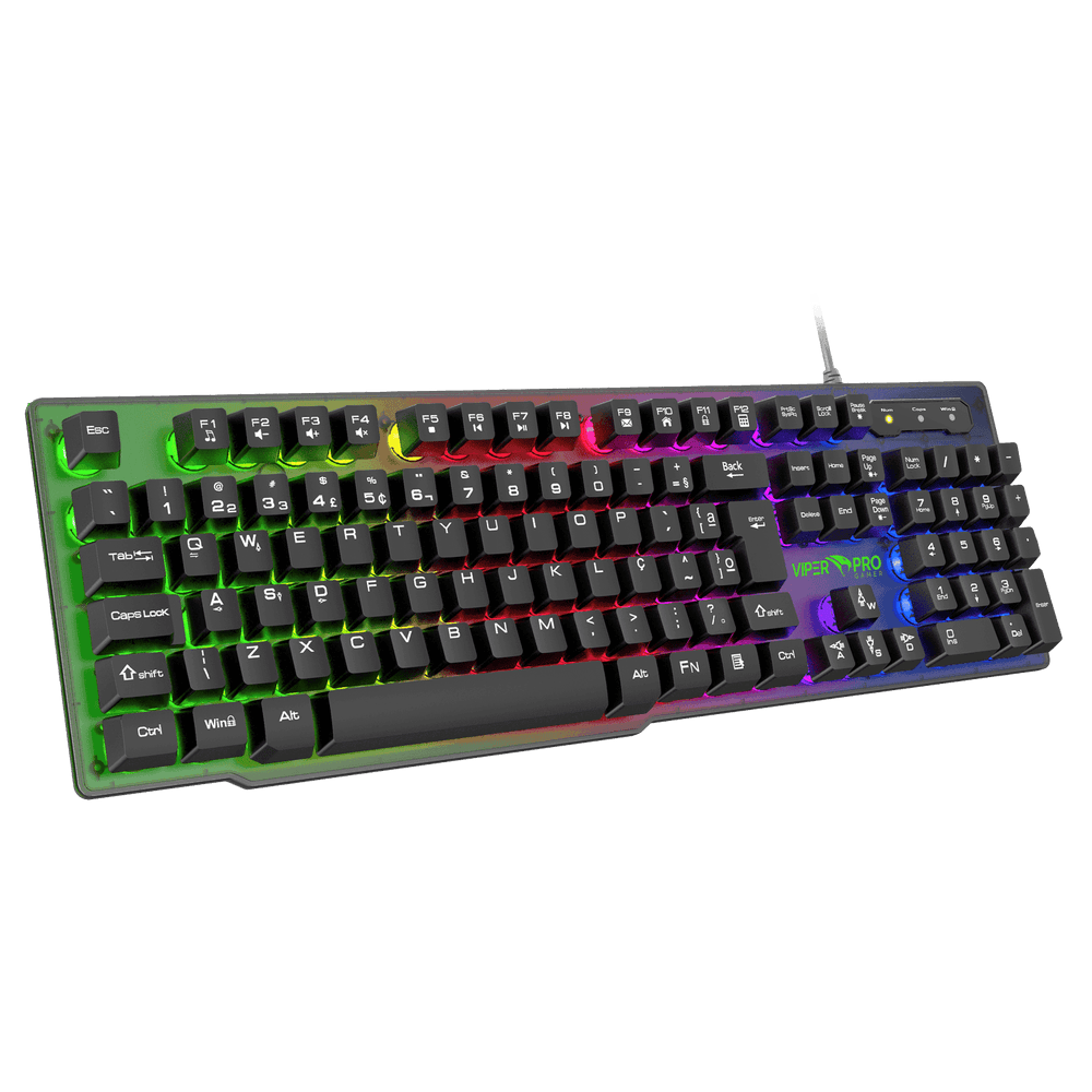 Teclado Gamer Viper Pro Semi Mecânico Naja RGB ABNT2 Preto - Imagem 2