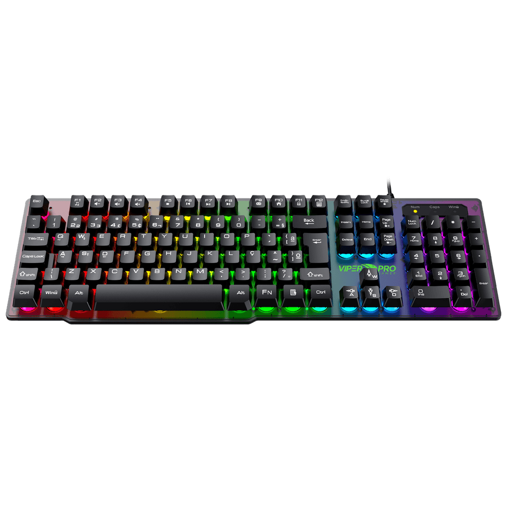 Teclado Gamer Viper Pro Semi Mecânico Naja RGB ABNT2 Preto - Imagem 3