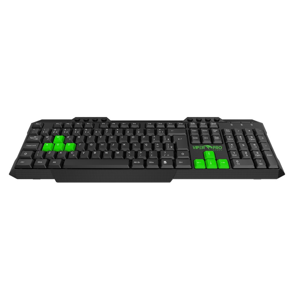 Teclado Gamer Viper Pro Python Membrana Standard Preto e Verde - Imagem 2
