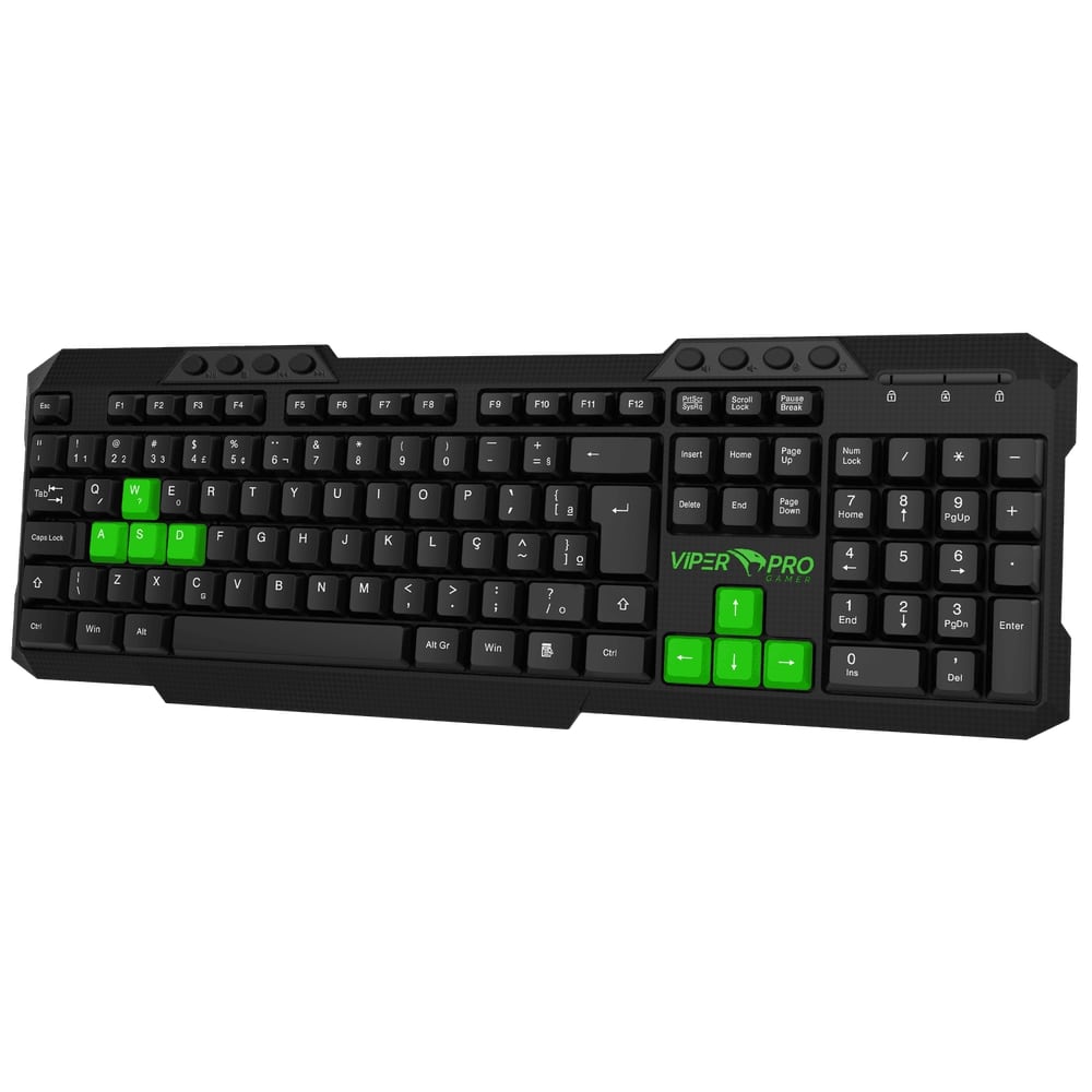 Teclado Gamer Viper Pro Python Membrana Standard Preto e Verde - Imagem 4