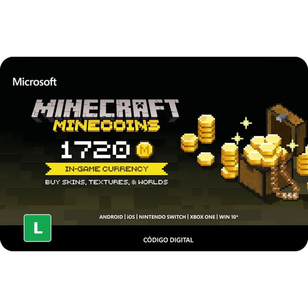 Gift Card Digital Minecraft Minecoins 1720 Coins R$37,95