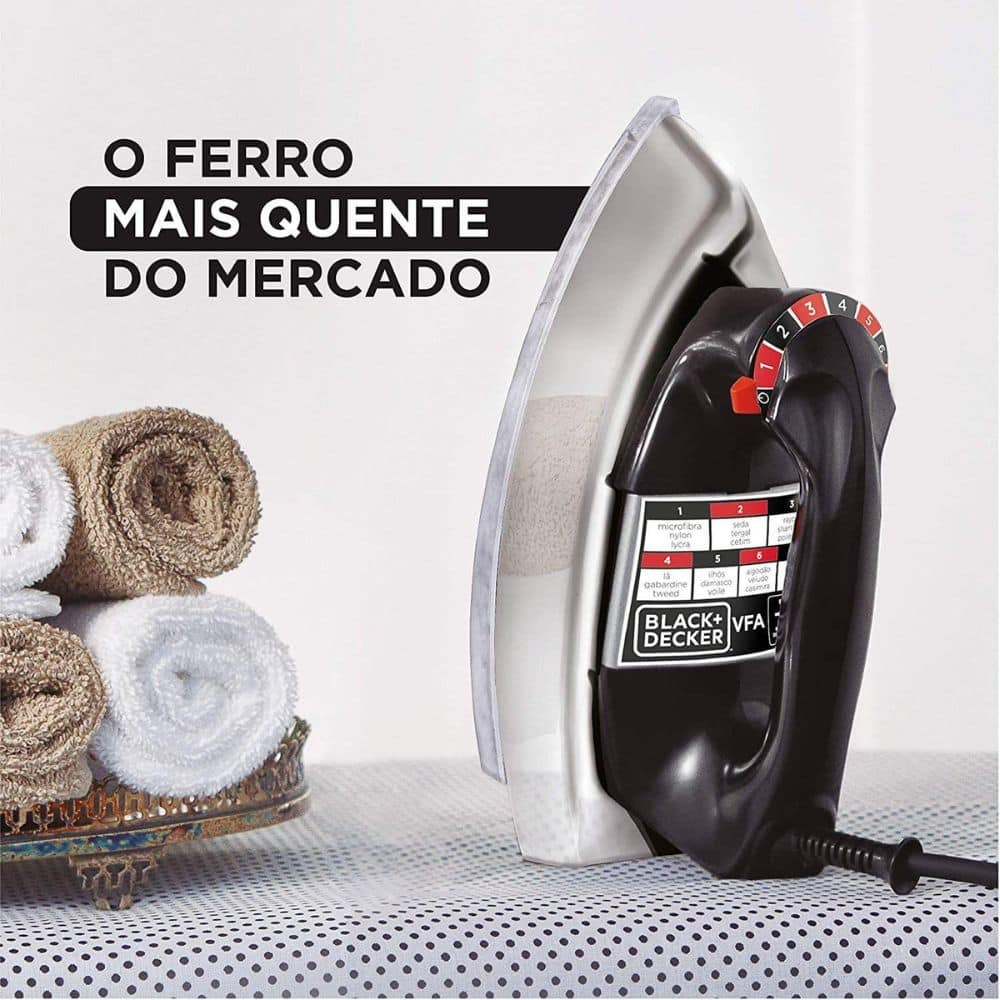 Ferro de Passar a Seco Black&Decker VFA1110XM6 Preto 220V - Imagem 4
