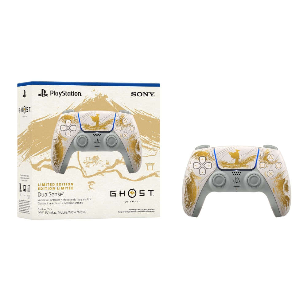 Controle PS5 sem fio DualSense Edição Limitada Ouro Ghost Of Yotei Sony - Imagem 6