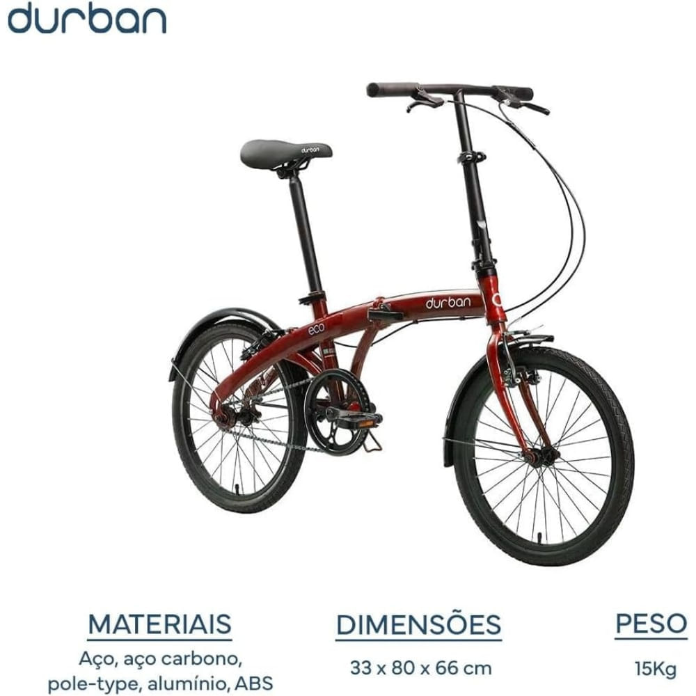Outlet - Bicicleta Dobrável Bel Durban Eco Aro 20" com 1 Marcha Vermelho - Imagem 35