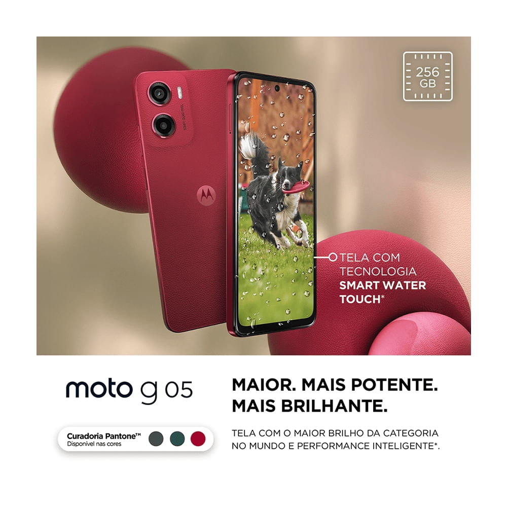 Smartphone Motorola Moto G05 256GB 12GB de RAM Vermelho - Imagem 9