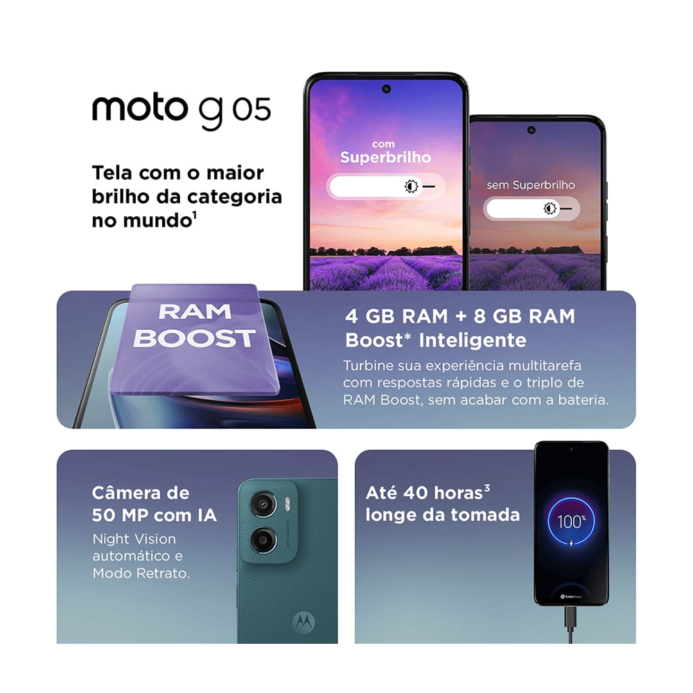 Smartphone Motorola Moto G05 256GB 12GB de RAM Verde - Imagem 10