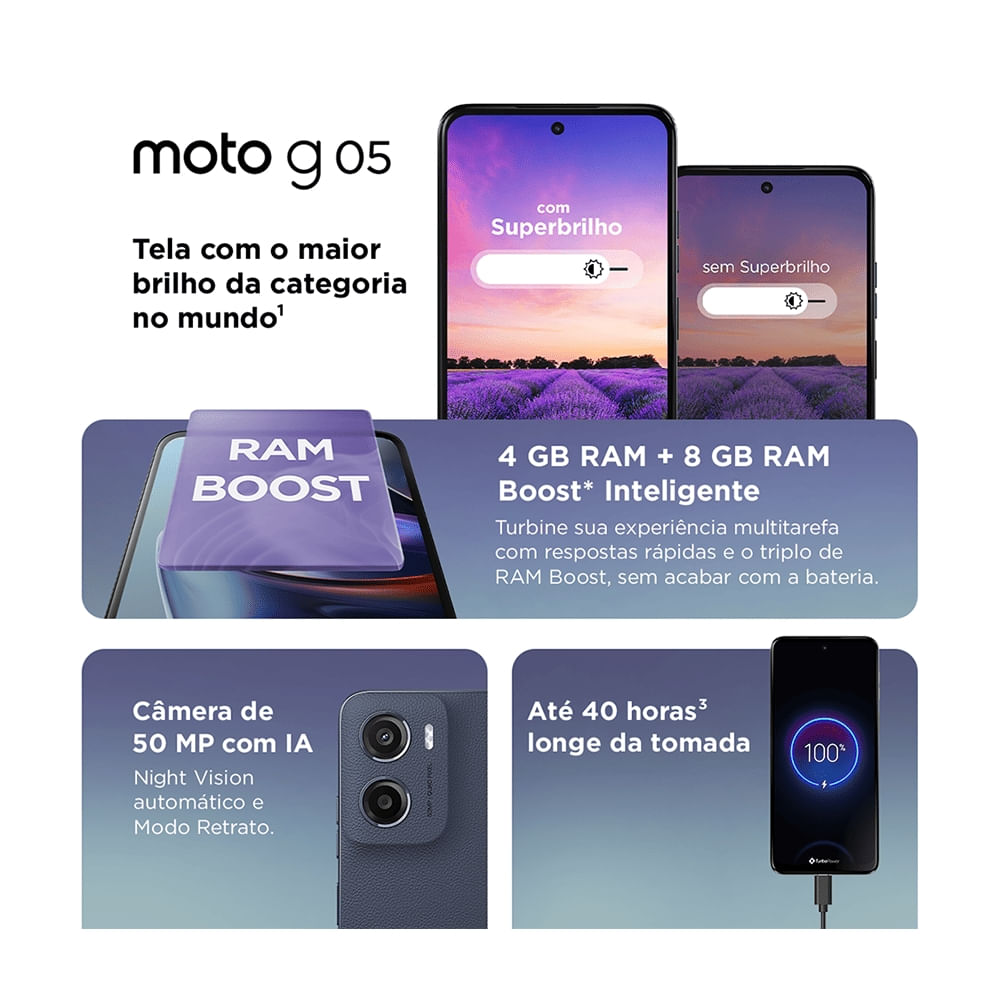 Smartphone Motorola Moto G05 256GB 12GB de RAM Grafite - Imagem 10