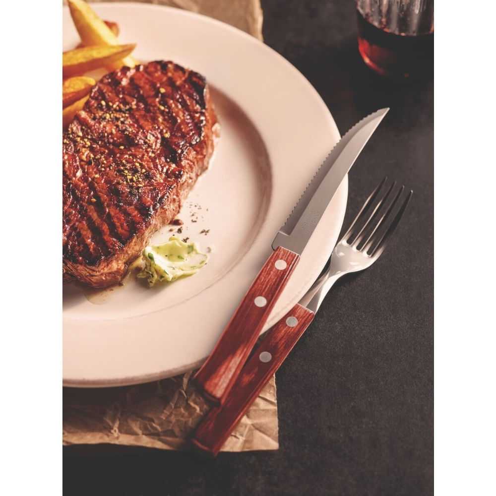 Outlet - Jogo de Talheres Tramontina para Churrasco 12 Peças em Aço Inox Vermelho - Imagem 2