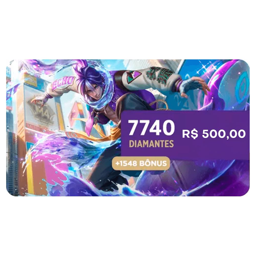 Gift Card Digital Mobile Legends 7.740 + 1.548 Diamantes R$500,00