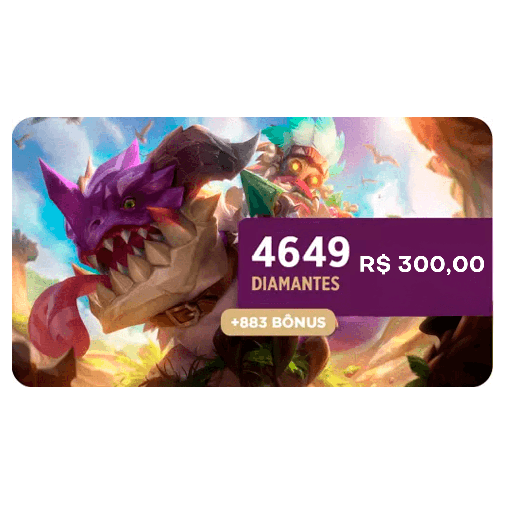 Gift Card Digital Mobile Legends 4.649 + 883 Diamantes R$300,00