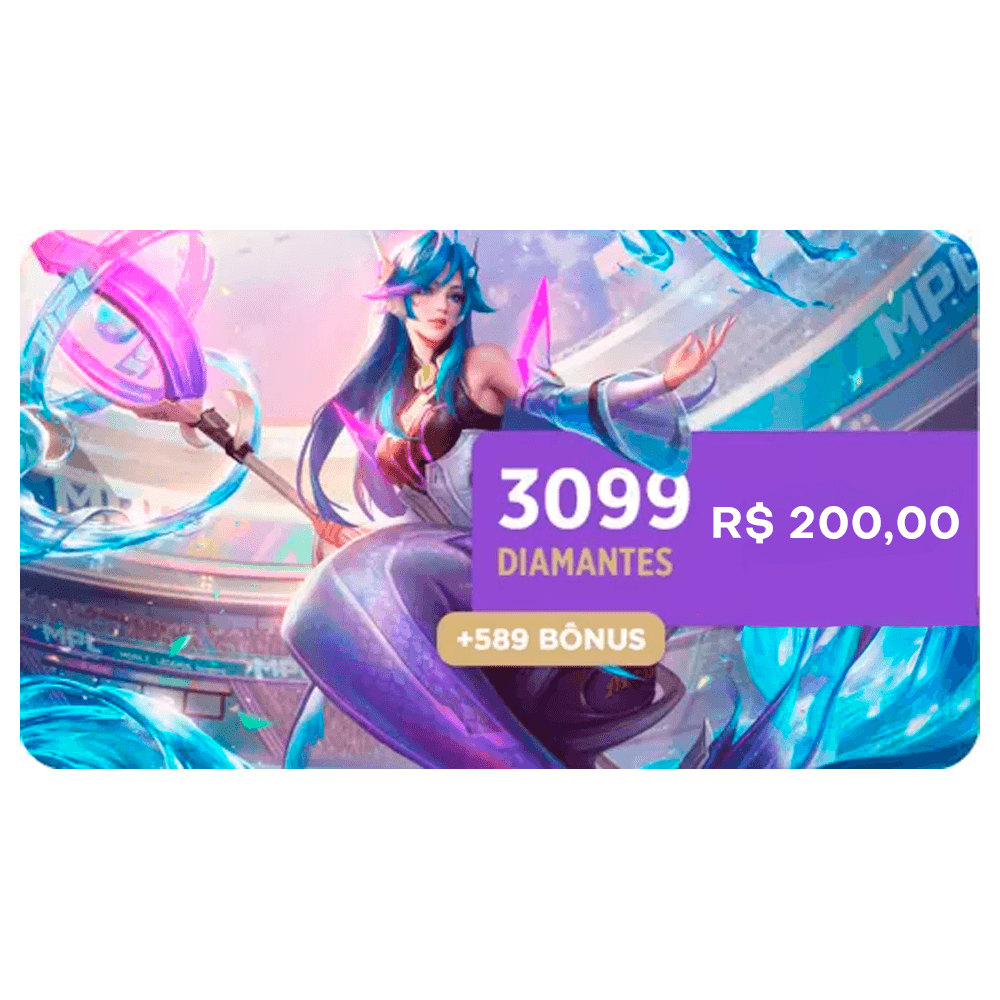 Gift Card Digital Mobile Legends 3099 + 589 Diamantes R$200,00