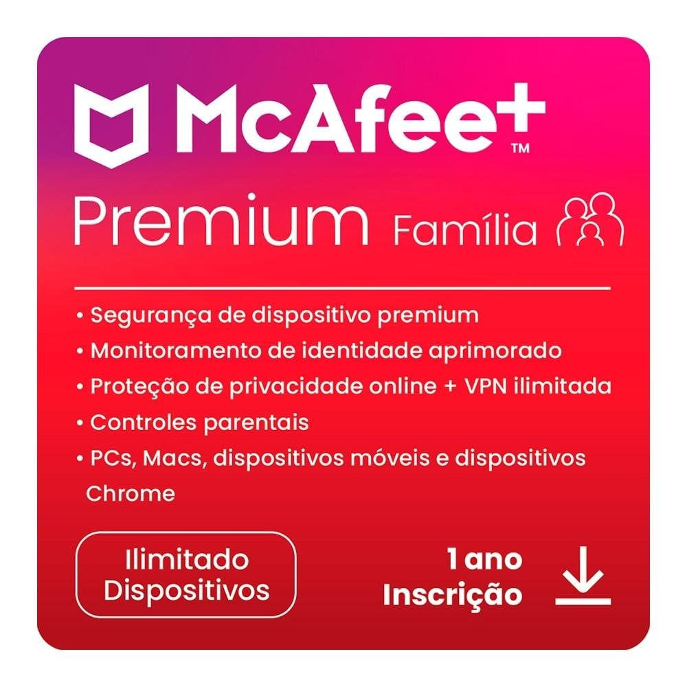 Gift Card Digital McAfee Plus Premium Family R$169,90